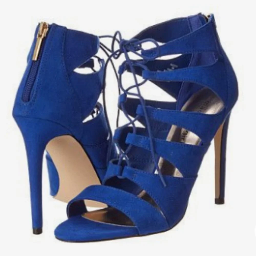 Madden Girl Women's Raceyyy Ghillie Dress Heels Blue Size 7 M - Picture 1 of 12